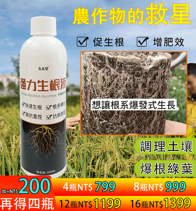 植物要想長的好,生根壯苗很重要!【強力壯苗生根液】快速生根,根多壯苗,抗病救苗,滿足植物生長所需! 植物要想長的好,生根壯苗很重要!【強力壯苗生根液】快速生根,根多壯苗,抗病救苗,滿足植物生長所需!